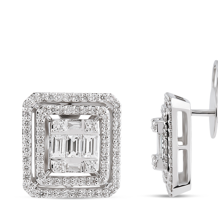 0,99 Karat Baget Pırlanta Küpe