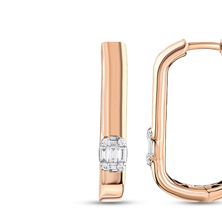 0,25 Karat Baget Pırlanta Küpe