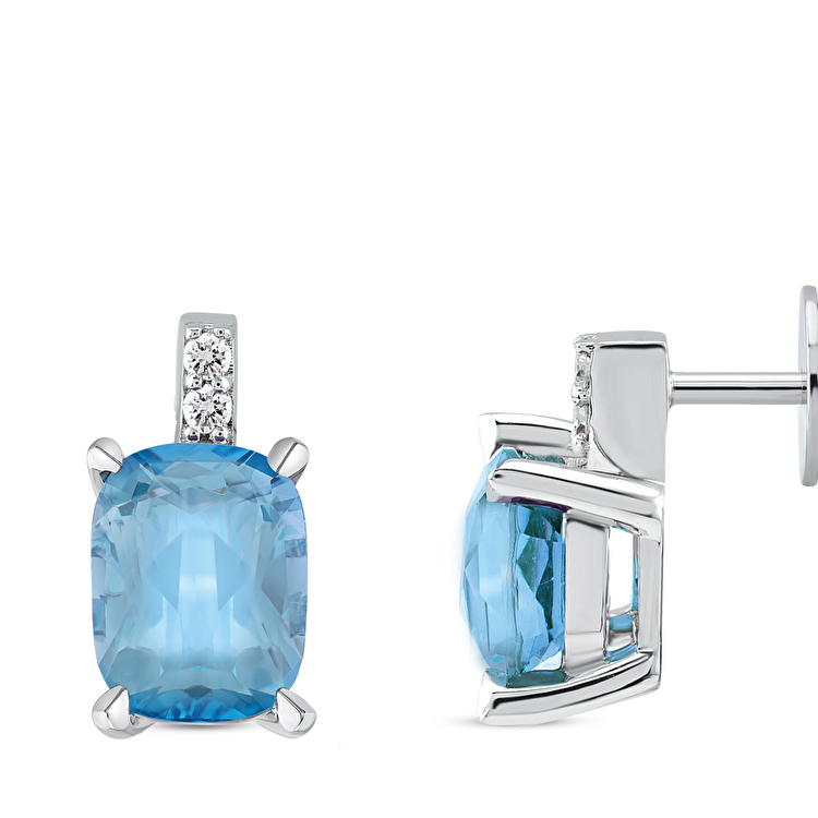 3,03 Karat Pırlanta Blue Topaz Küpe