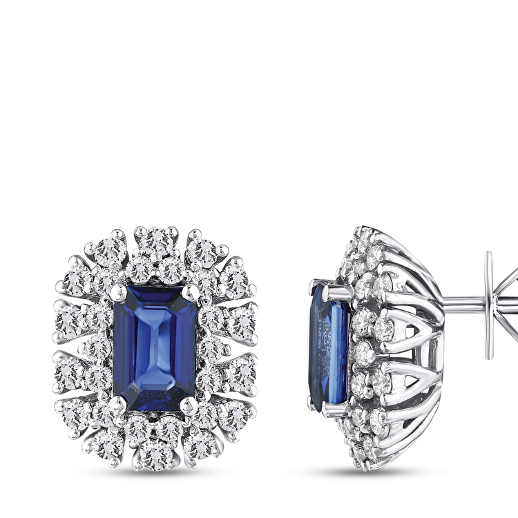 1,42 Karat Safir Pırlanta Küpe