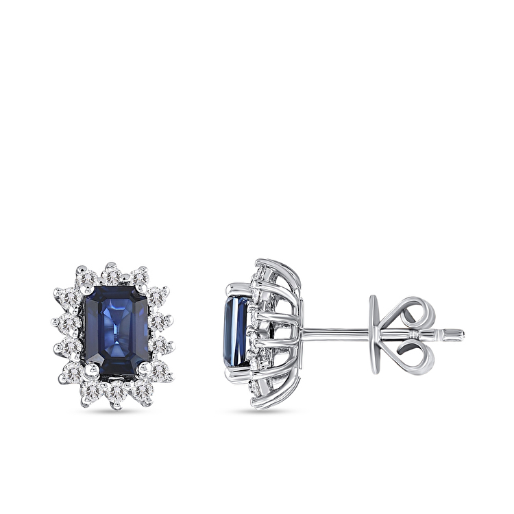 1,60 Karat Pırlanta Safir Küpe
