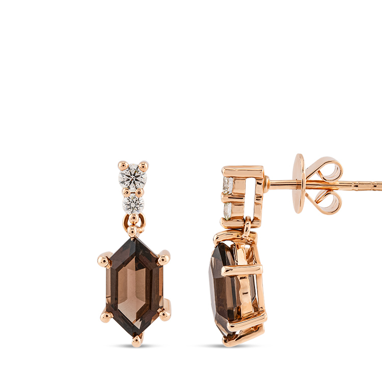 2,09 Karat Pırlanta Smoky Quartz Küpe
