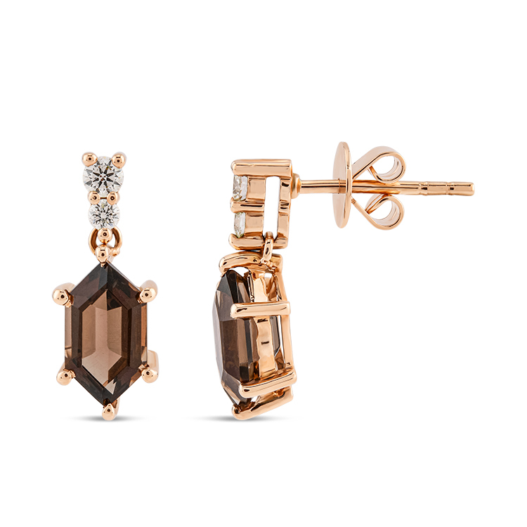 2,09 Karat Pırlanta Smoky Quartz Küpe