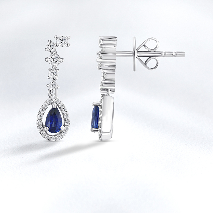 0,72 Karat Safir Pırlanta Küpe