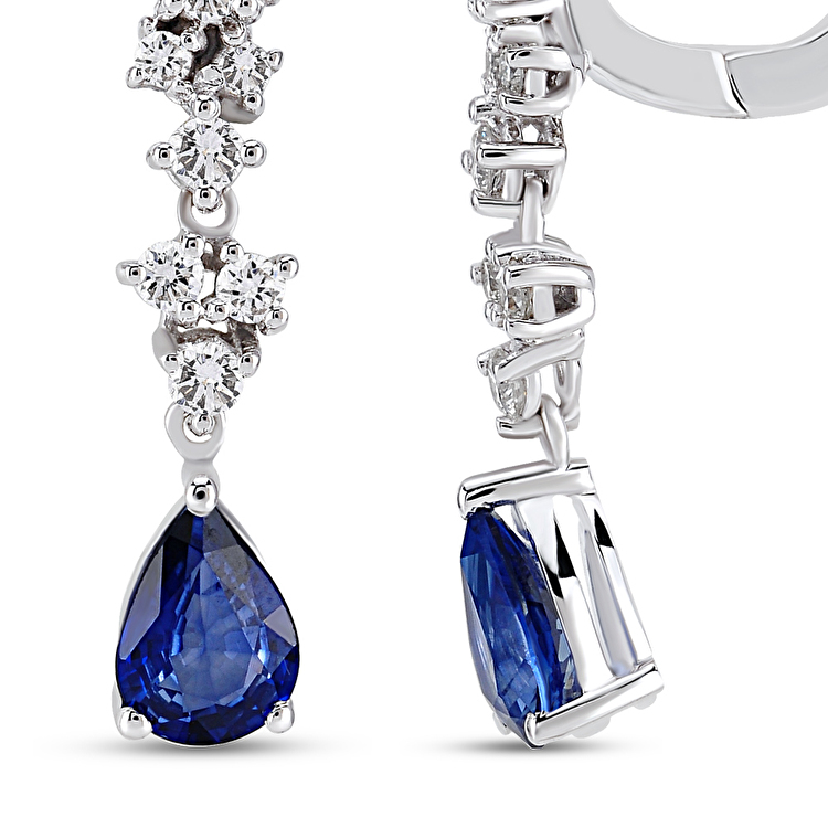 2,12 Karat Pırlanta Safir Küpe