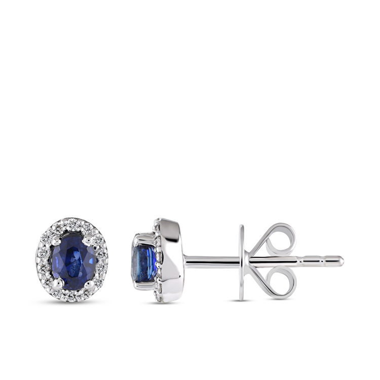 1,12 Karat Pırlantalı Safir Küpe