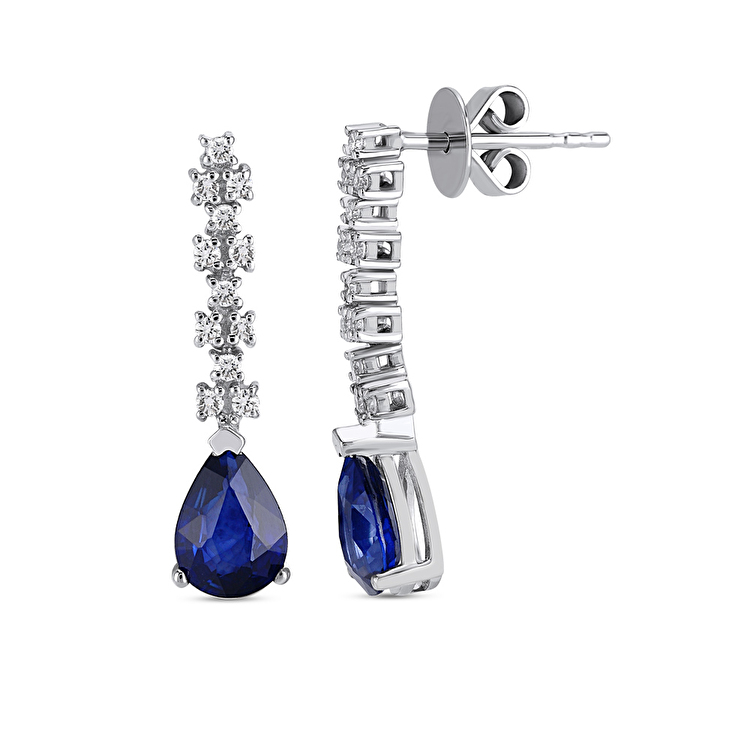 1,60 Karat Pırlanta Safir Küpe