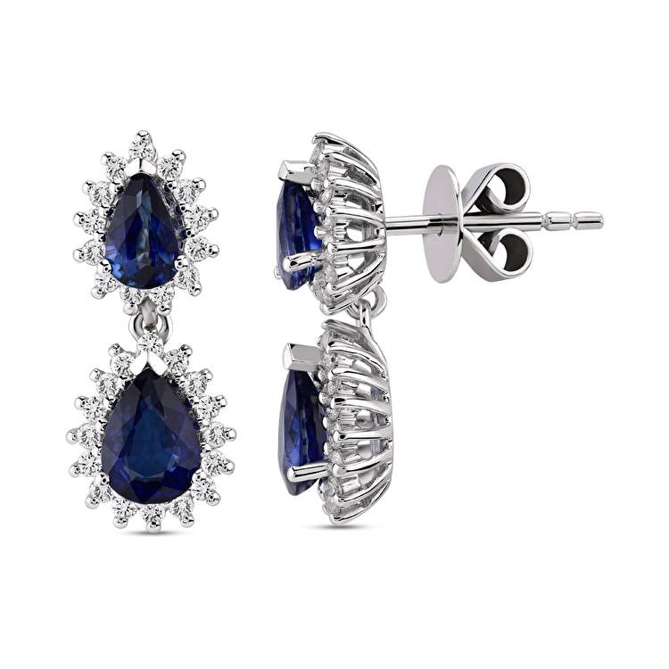 3,09 Karat Pırlanta Safir Küpe