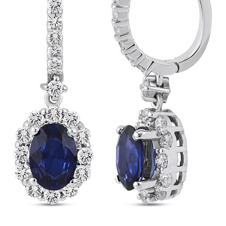 2,50 Karat Pırlanta Safir Küpe