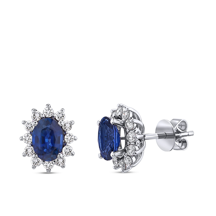 2,28 Karat Pırlanta Safir Küpe