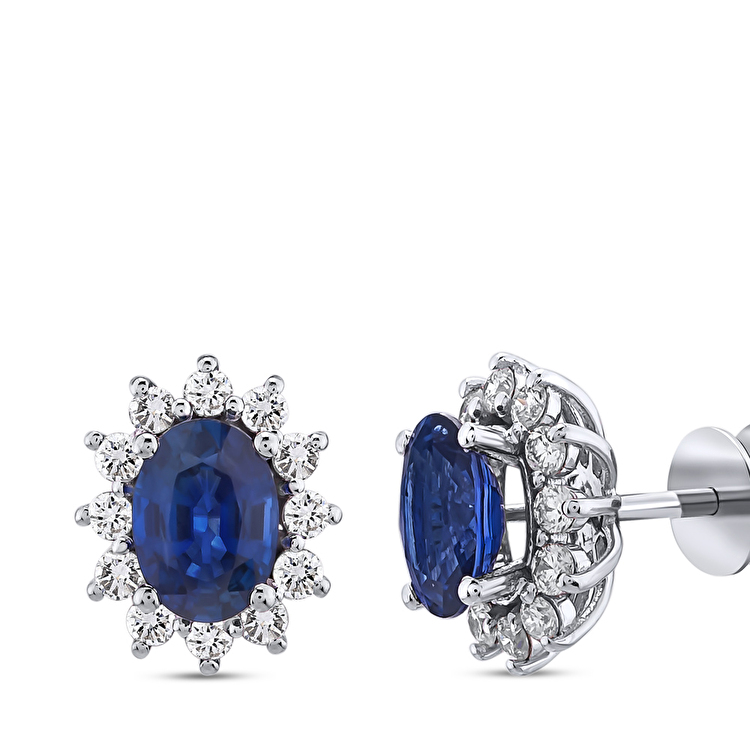 2,28 Karat Pırlanta Safir Küpe