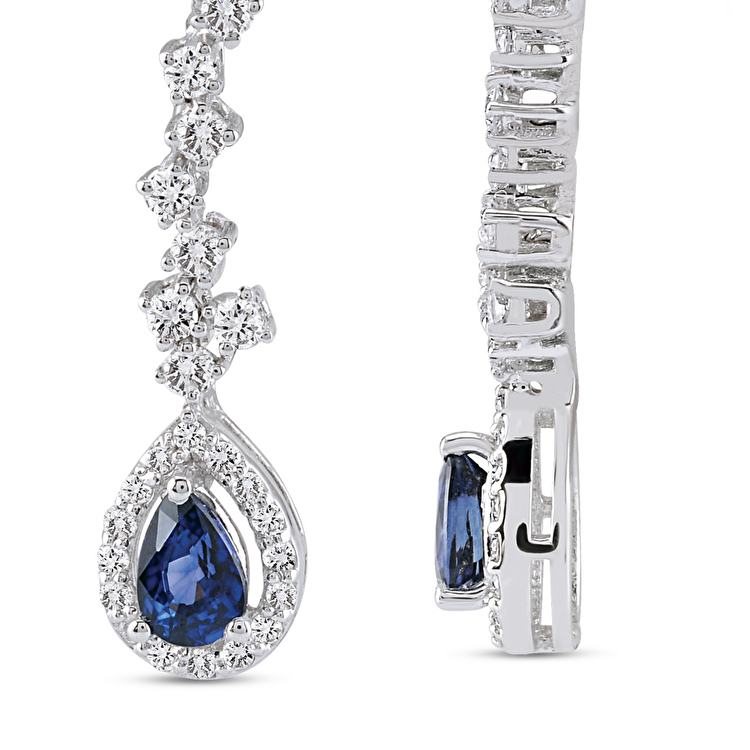1,60 Karat Pırlanta Safir Küpe