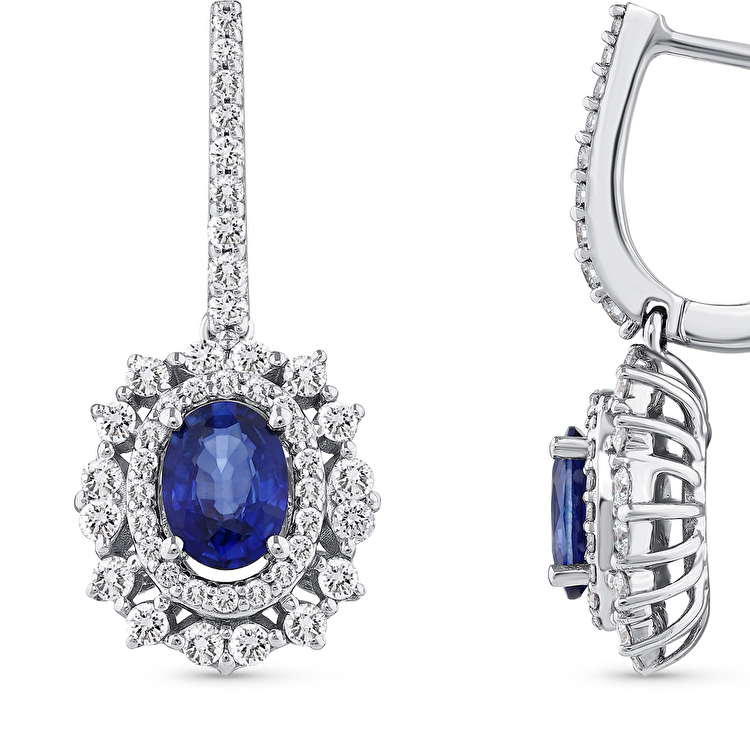 1,77 Karat Pırlanta Safir Küpe