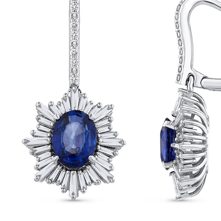 3,53 Karat Pırlanta Safir Küpe