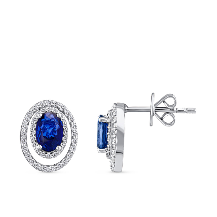 1,33 Karat Pırlanta Safir Küpe
