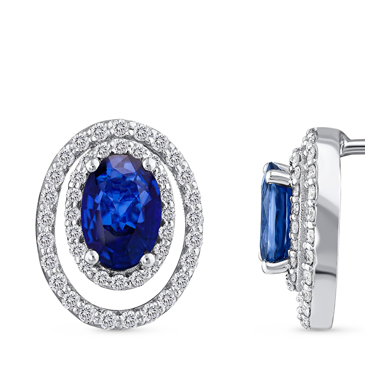 1,33 Karat Pırlanta Safir Küpe