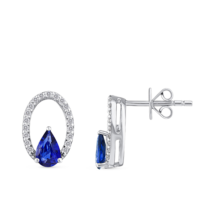 0,89 Karat Pırlanta Safir Küpe