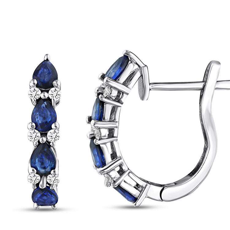 1,35 Karat Pırlanta Safir Küpe