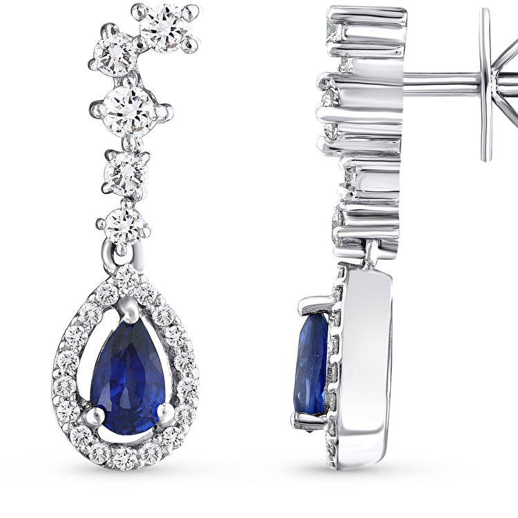 0,72 Karat Safir Pırlanta Küpe