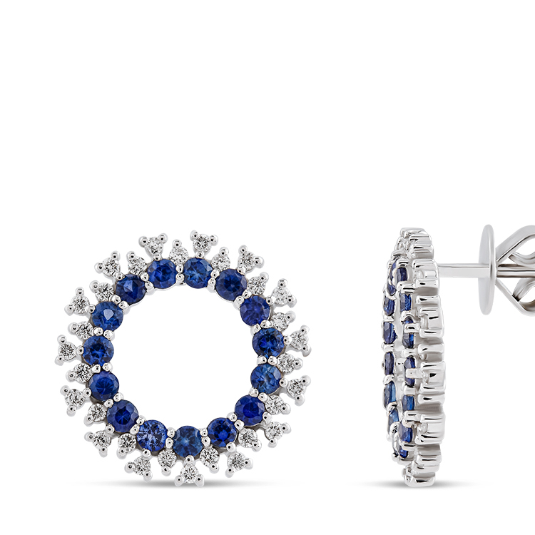 2,22 Karat Pırlanta Safir Küpe