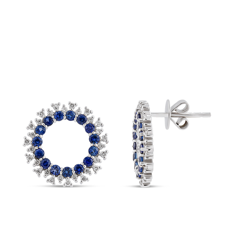 2,22 Karat Pırlanta Safir Küpe