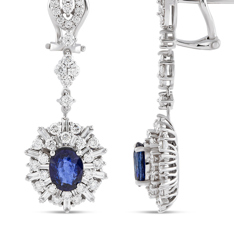 5,78 Karat Pırlanta Safir Küpe