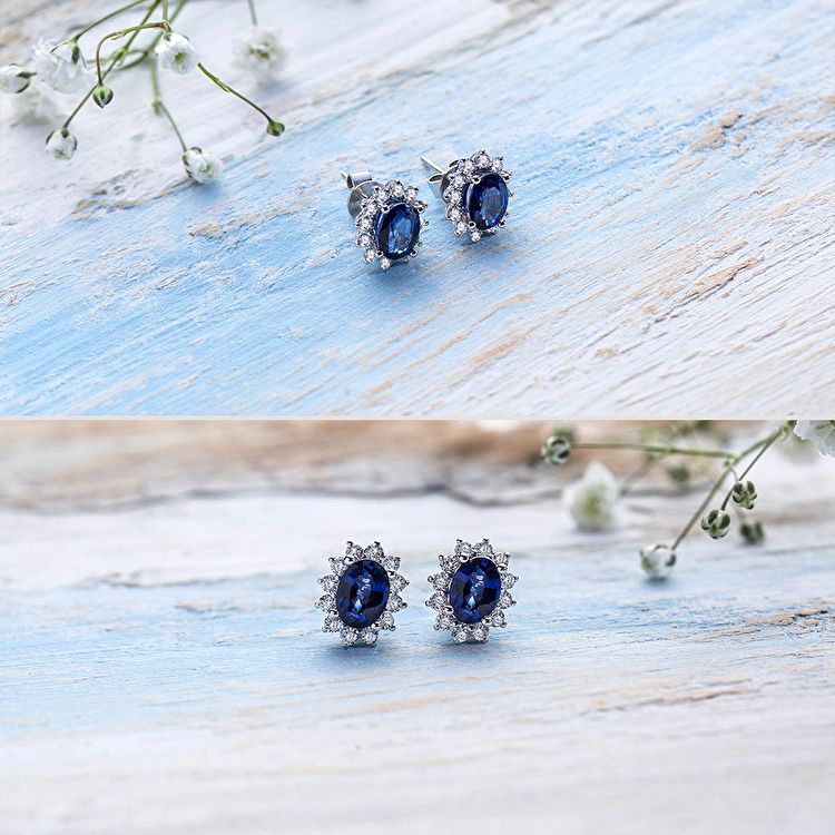 2,43 Karat Pırlanta Safir Küpe