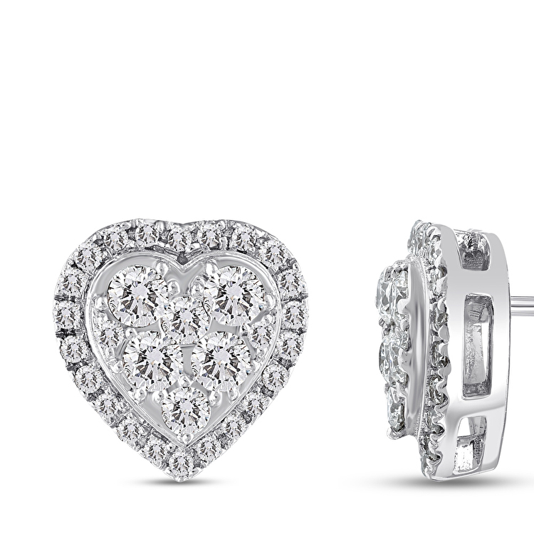 0,56 Karat Pırlanta Kalp Küpe