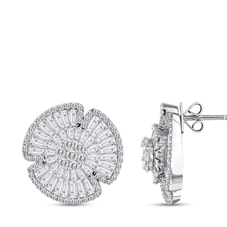 3,30 Karat Trapez Pırlanta Küpe