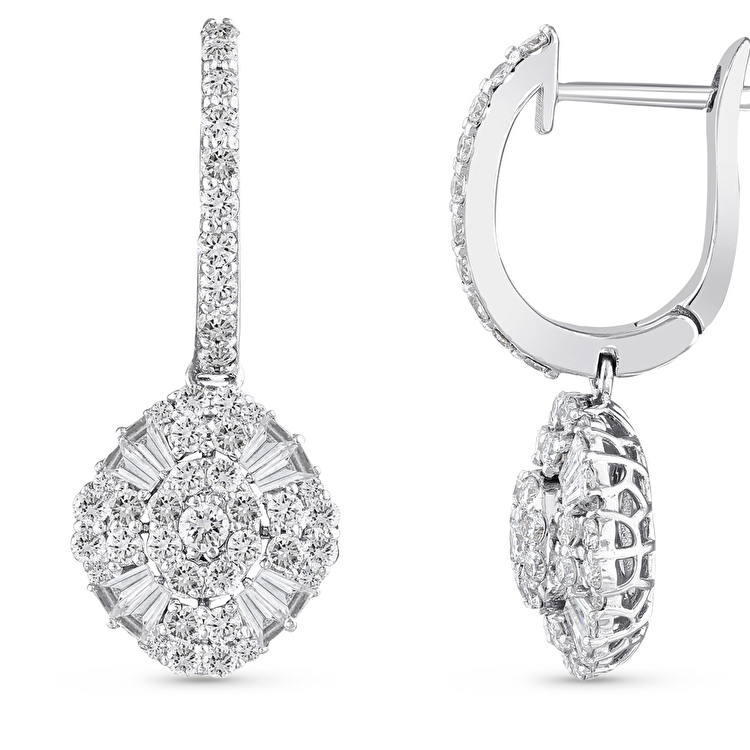 1,38 Karat Trapez Pırlanta Küpe