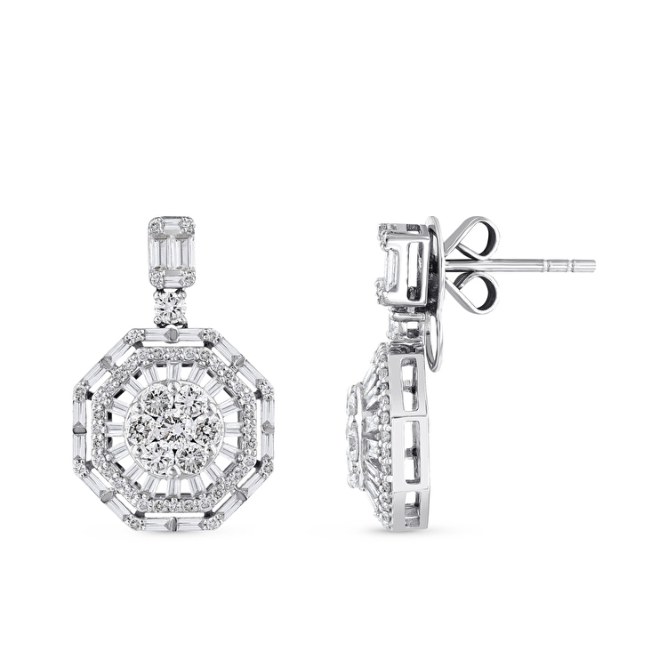 1,45 Karat Tasarım Pırlanta Küpe