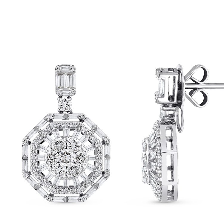 1,45 Karat Tasarım Pırlanta Küpe