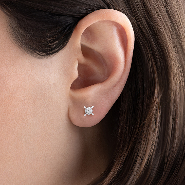 0,40 Karat Hera Tektaş Pırlanta Küpe