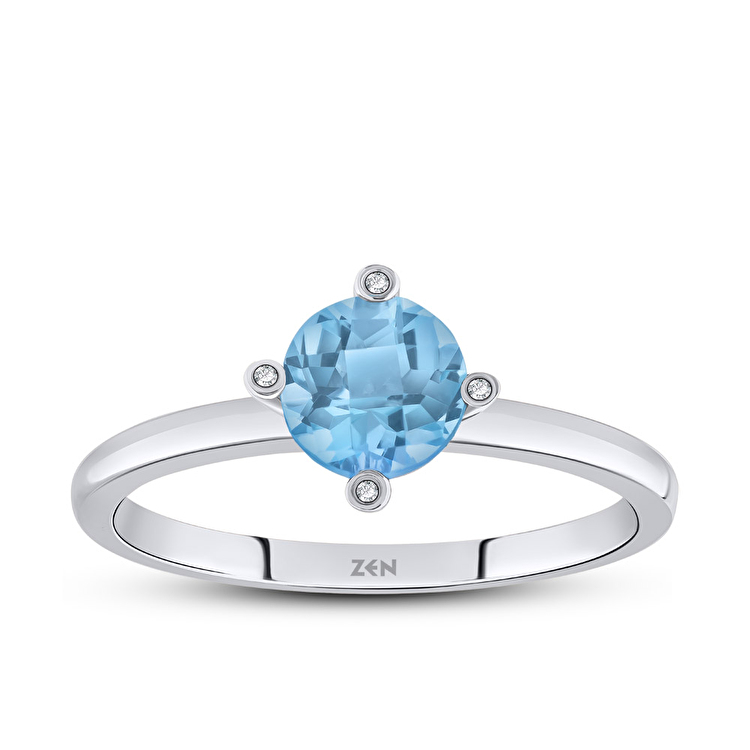1,07 Karat Pırlanta Blue Topaz Yüzük