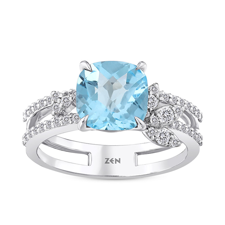 2,53 Karat Pırlanta Blue Topaz Yüzük