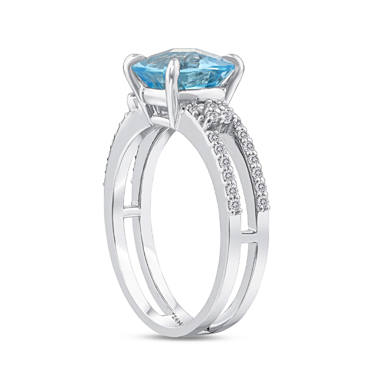 2,53 Karat Pırlanta Blue Topaz Yüzük