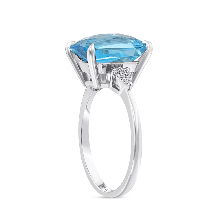 4,19 Karat Pırlanta Blue Topaz Yüzük