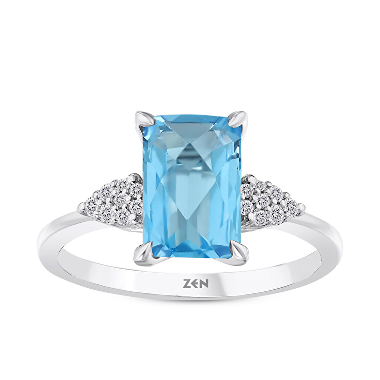 2,21 Karat Pırlanta Blue Topaz Yüzük