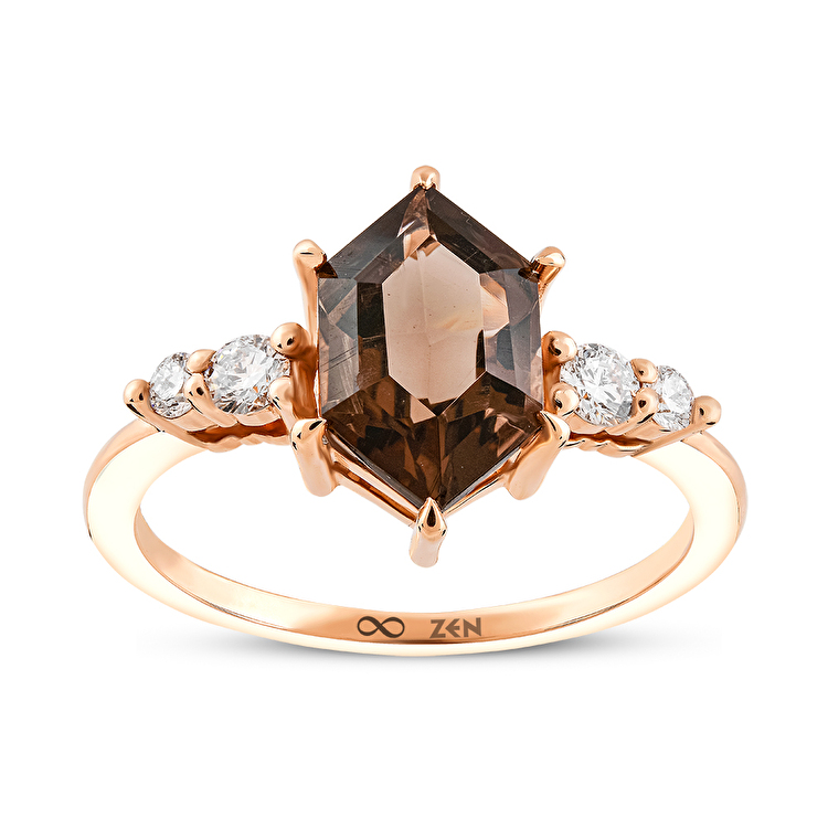 1,69 Karat Pırlanta Smoky Quartz Yüzük