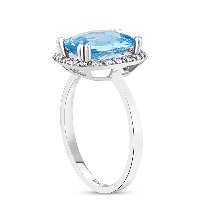 3,21 Karat Pırlanta Blue Topaz Yüzük