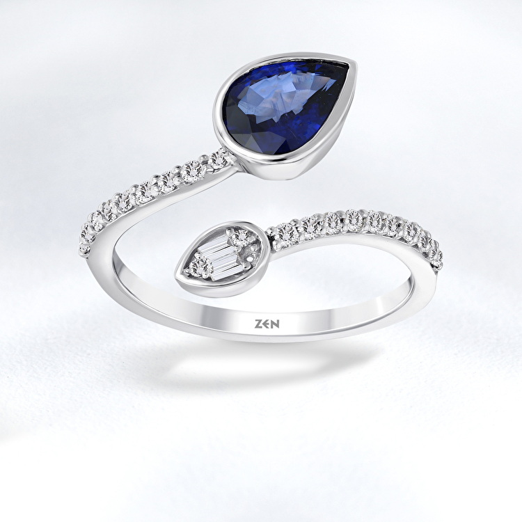 1,09 Karat Pırlanta Safir Yüzük