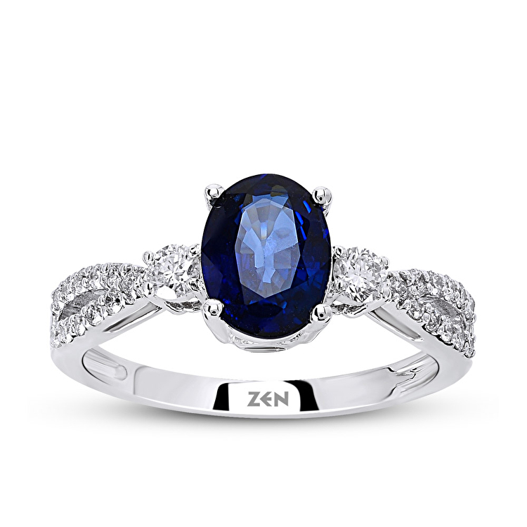 1,74 Karat Pırlantalı Safir Yüzük