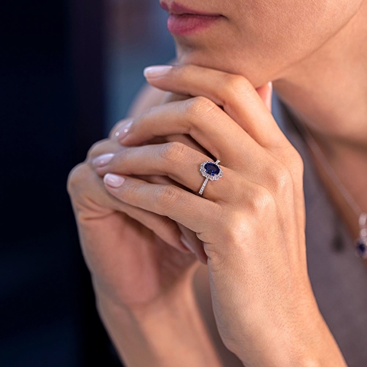 1,88 Karat Pırlanta Safir Yüzük