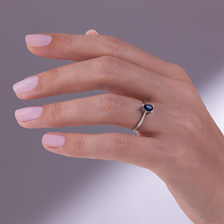 0,42 Karat Pırlanta Safir Yüzük