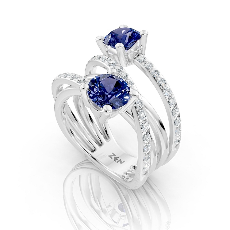 2,29 Karat Pırlanta Safir Yüzük