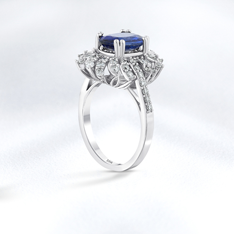 3,26 Karat Pırlanta Safir Yüzük