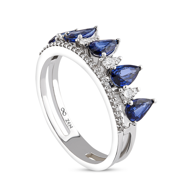 1,20 Karat Pırlanta Safir Yüzük