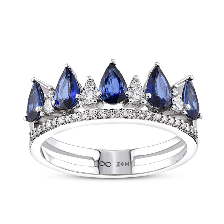 1,20 Karat Pırlanta Safir Yüzük