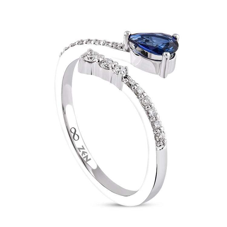 0,47 Karat Pırlanta Safir Yüzük