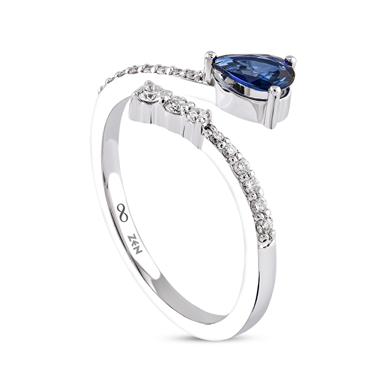 0,47 Karat Pırlanta Safir Yüzük